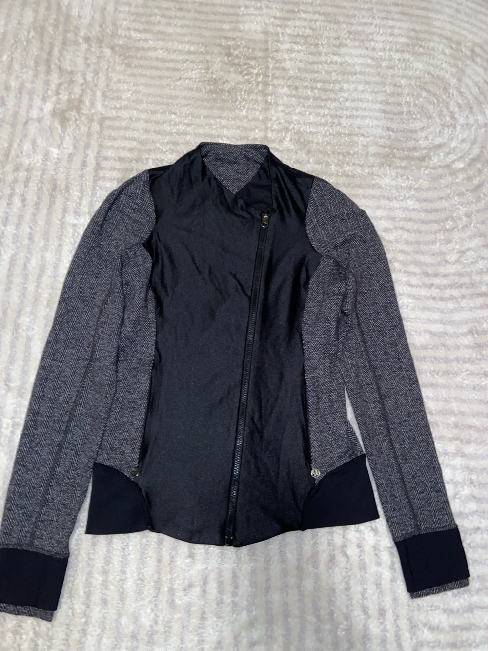 lululemon athletica Black and Gray Asymmetric Zip Blazer Size 8